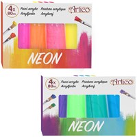 Acrylfarbe Neon Set 4-teilig - Bastelfarbe für Kinder Mehrfarbig