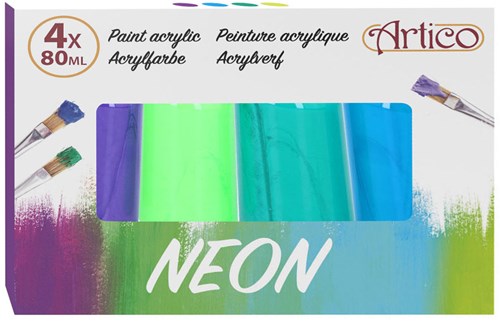 Acrylfarbe Neon Set 4-teilig - Bastelfarbe für Kinder Mehrfarbig-3