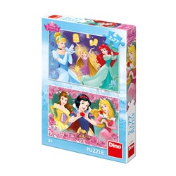 Dino Puzzle Disney Prinzessinnen - 2 Puzzles mit je 77 Teilen aus Karton