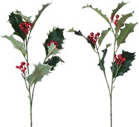 Boltze Home Deko Zweig Stechpalme Weihnachtsdekoration mit roten Beeren 50cm
