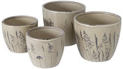 Boltze Home Blumentopf Set Keramik grau Dekoration 2 Stück 11-14cm
