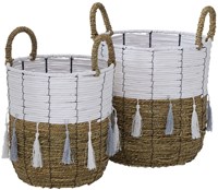 Boltze Home Aufbewahrungskorb Set Raola weiß Seil Ø26xh28/Ø30xh31cm 2-teilig