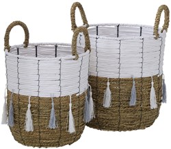 Boltze Home Aufbewahrungskorb Set Raola weiß Seil Ø26xh28/Ø30xh31cm 2-teilig