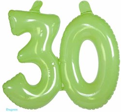 Aufblasbare Zahl 30 Jahre transparent lime grün Partydekoration