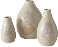 Boltze Home Vase Keramik Dekoration Set 3 Stück Braun 8-12cm