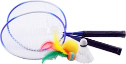HOT Sports + Toys Badminton-Set für Kinder mit Shuttle und bunten Schlägern