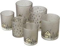 Boltze Home Teelichthalter Glas Homewood Set 2 Stück Häuser Dekoration