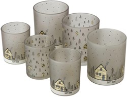 Boltze Home Teelichthalter Glas Homewood Set 2 Stück Häuser Dekoration