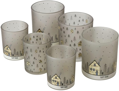 Boltze Home Teelichthalter Glas Homewood Set 2 Stück Häuser Dekoration