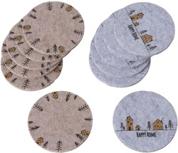Boltze Home Filz Untersetzer Set Weihnachten Häuser Bäume 6 Stück Braun