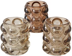 Boltze Home Teelichthalter Glas Braun 9 cm modernes Windlicht