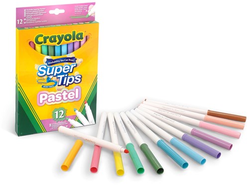 Crayola Filzstifte Pastell - Supertips 12 Farben für Kinder und Erwachsene-2