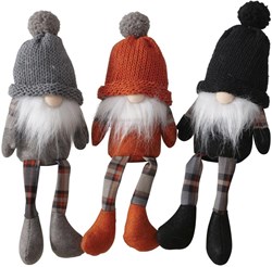 Boltze Home Dekoration Figur Gnom mit baumelnden Beinen 30cm orange