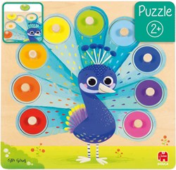 Jumbo Goula Holz-Noppenpuzzle Pfau - Lernspielzeug 9 Teile