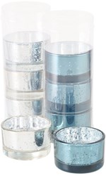 Boltze Home Teelichthalter Glas Set - 4er Set Windlichter grau modern