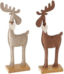 Boltze Home Deko Hirsch Figur braun Holz Textil 27,5cm Wohnaccessoire