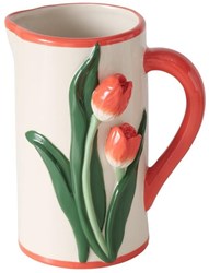 Boltze Home Karaffe rot Keramik Tulip 1100ml Wasserkrug