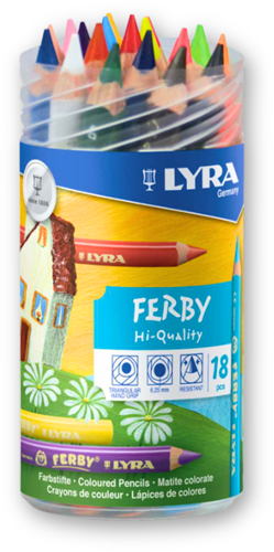 Lyra Buntstifte Ferby 3k lackiert - 18 Farben - Dose