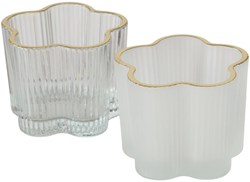 Boltze Home Teelichthalter Glas Blume transparent modernes Design
