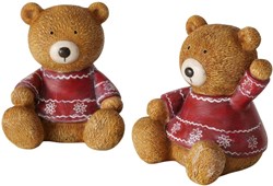 Boltze Home Dekoration Bär Weihnachten Polyresin Ø10xH11cm rot