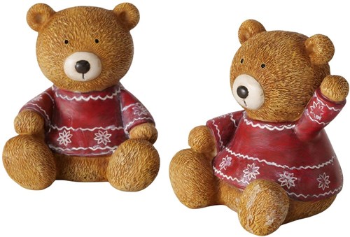 Boltze Home Dekoration Bär Weihnachten Polyresin Ø10xH11cm rot