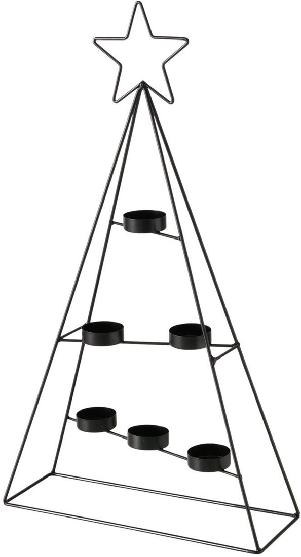 Boltze Home Teelichthalter Weihnachtsbaum Eisen schwarz modernes Design