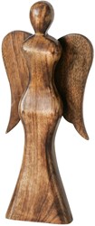 Boltze Home Holzengel Figur Dekoration Mangoholz 16x35cm Braun