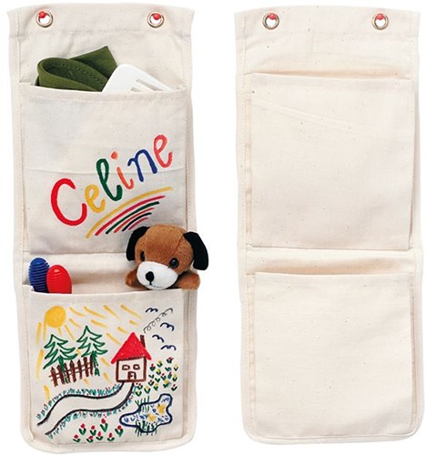 Aufbewahrungsset Baumwolle Wandtasche Organizer für Kinder - beige-2