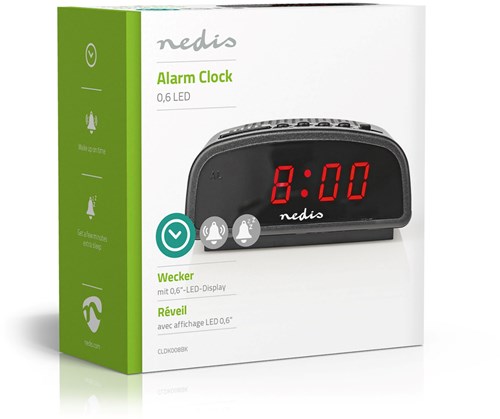 Nedis digitale Wecker LED Uhr - schwarz - moderner Alarmwecker