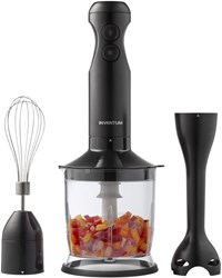 Inventum Stabmixer Set Küchenmaschine schwarz 350 Watt mit Schneebesen und Zerkleinerer