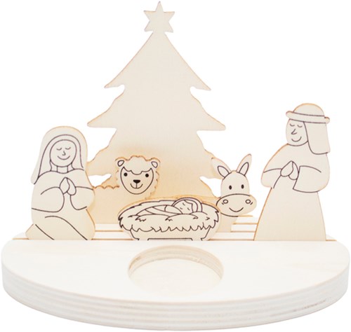 Eduplay Holz Weihnachtskrippe Kerzenhalter - Bastelset für Kinder Weihnachten