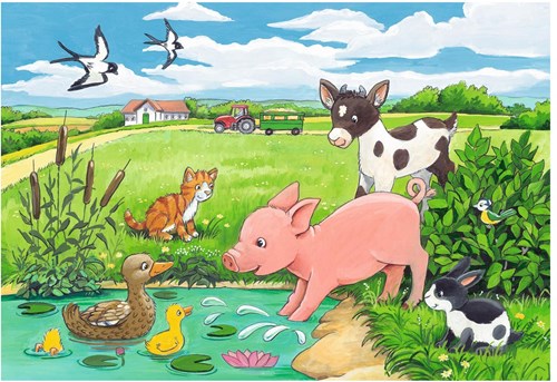 Ravensburger Puzzle Tierkinder auf dem Land 2x12 Teile Kinderpuzzle-3