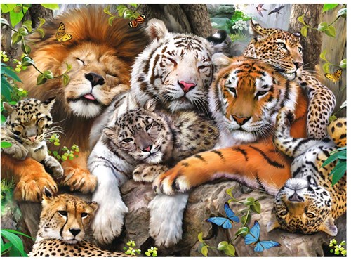 Ravensburger Tierpuzzle XXL 200 Teile - Schmusende Raubkatzen-2