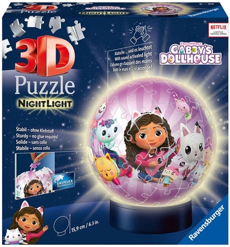 3D Puzzel Gabby's Poppenhuis Nachtlamp, 72st.