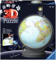 Ravensburger 3D Puzzle Globus mit Licht - Beleuchteter Lern-Globus 540 Teile