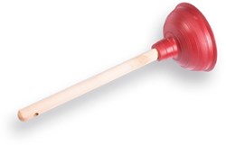 Abflussreiniger Holzgriff Naturkautschuk 38x14cm Reinigung Küche