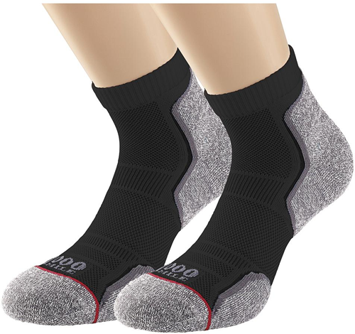1000 Mile Laufsocken Herren recycelt Twin Pack schwarz-grau large
