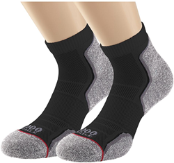1000 Mile Laufsocken Damen recyceltes Twin Pack schwarz-grau