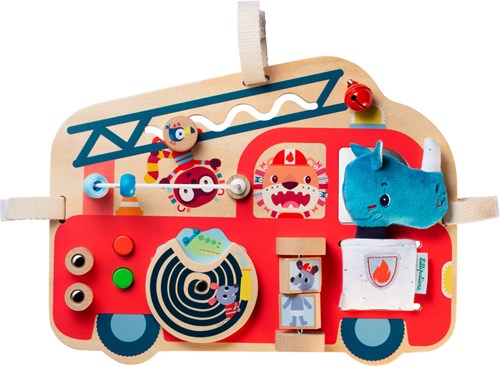 Lilliputiens Holz-Aktivitätenpanel Feuerwehrwagen sensorisches Spielzeug-2