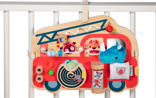 Lilliputiens Holz-Aktivitätenpanel Feuerwehrwagen sensorisches Spielzeug-3