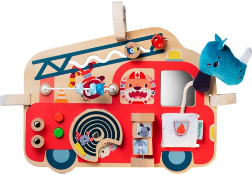 Lilliputiens Holz-Aktivitätenpanel Feuerwehrwagen sensorisches Spielzeug