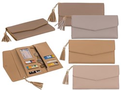Portemonnaie Kunstleder Elegant beige Damen Accessoire 19x9,5cm