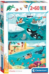 Clementoni Puzzle - Kinderpuzzle 2x60 Teile - Cartoon Meeresleben