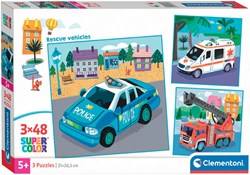 Clementoni Fahrzeuge Puzzle 3x48 Teile buntes Kartonspielzeug Kinder