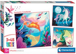 Clementoni Puzzle - Fantastische Kreaturen - 3x48 Teile - Kinderpuzzle