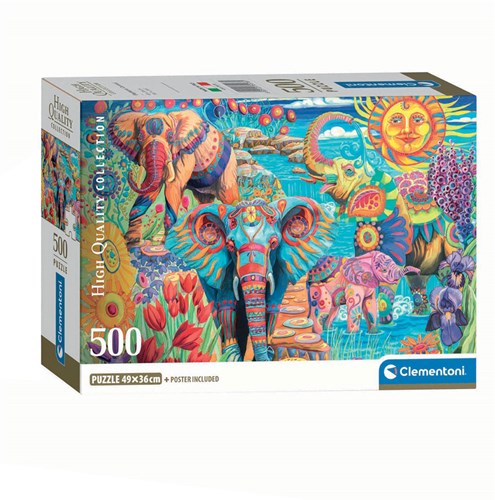 Clementoni Puzzle 500 Teile - Elefanten Karneval - Kunst Puzzle