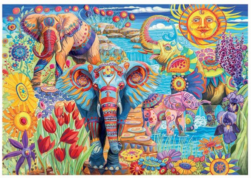 Clementoni Puzzle 500 Teile - Elefanten Karneval - Kunst Puzzle-2