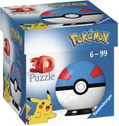 Ravensburger 3D Puzzle 11265 - Puzzle-Ball Pokémon Pokéballs - Superball - [EN] Great Ball - 54 Teile - für Pokémon Fans ab 6 Jahren