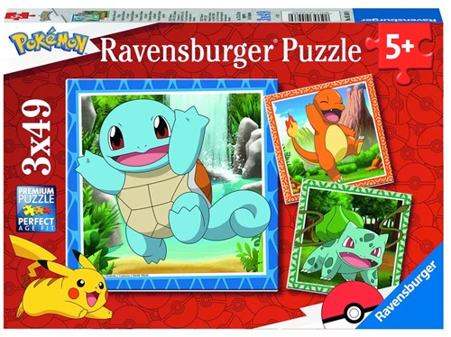 3X49St Pzl Pokemon: Charmander, Bulbasaur And Squirtle