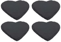 Onderzetter leisteen hart 10cm set a 4